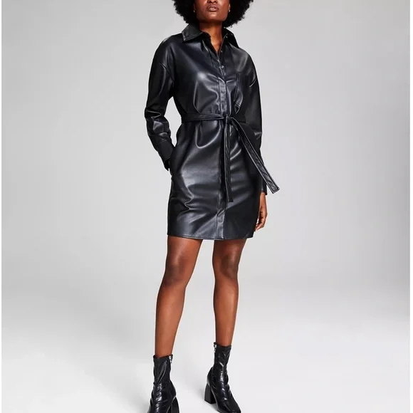 faux leather tunic dress Leather Tunic Dress - Pinch